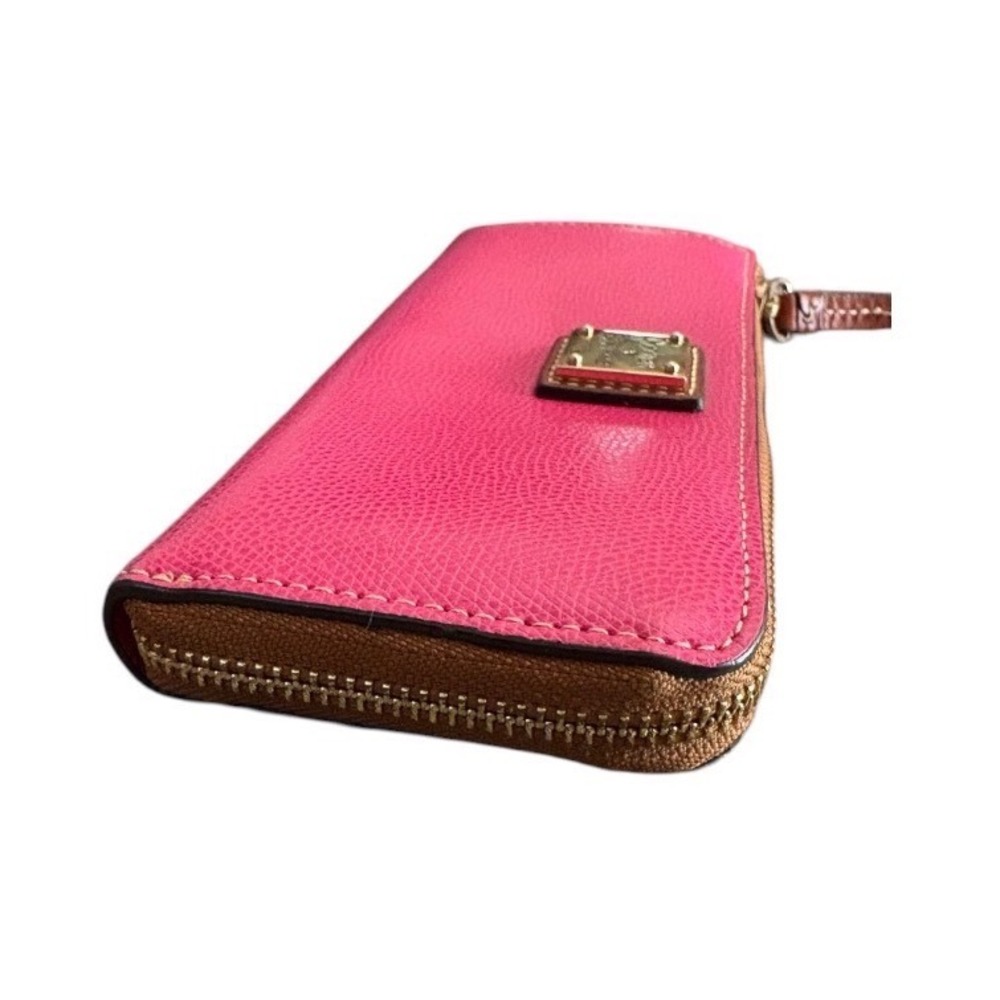 Dooney & Bourke Pink Pebble Grain Zip Clutch with Tan Trim - Picture 5 of 8